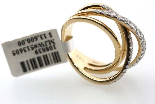 14k Yellow Gold Ladies 0.75 CT Diamond Bypass Ring, 10.6gm, Size 8, S108839
