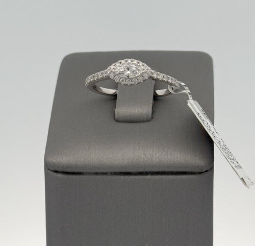 14k White Gold 0.50 CT Marquise & Round Diamond Ring, Size 7,5, 2.3gm, S16231