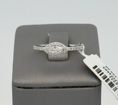 14k White Gold 0.50 CT Marquise & Round Diamond Ring, Size 7,5, 2.3gm, S16231