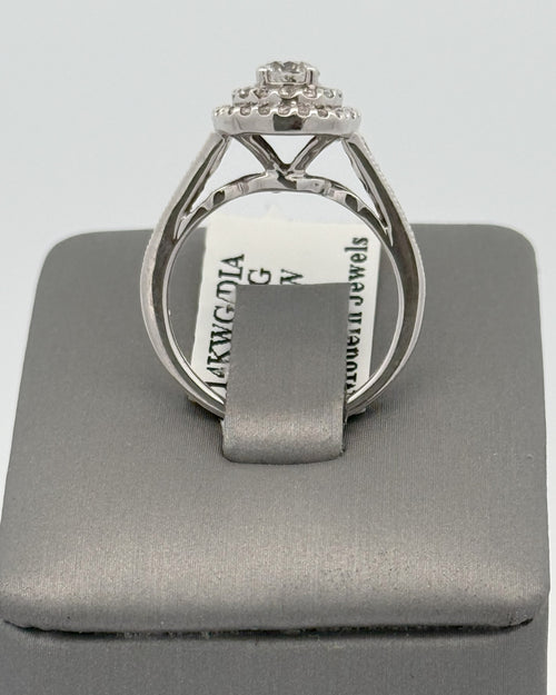 14K White Gold 0.75 CT Diamond Engagement ring, Size 5, 3.9g S14701