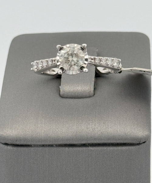 14k White Gold 0.90 CT Diamond Engagement Ring, 3.2g, Size 7, S15031