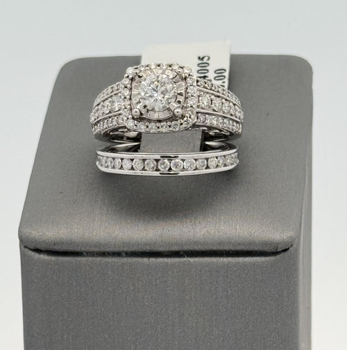 14k White Gold 1.75 CT Diamond Engagement Ring Set, 8.0gm, Size 4.5, S108015