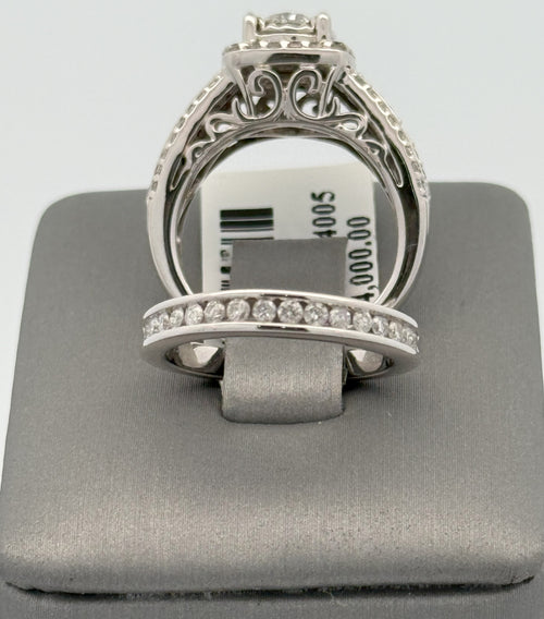 14k White Gold 1.75 CT Diamond Engagement Ring Set, 8.0gm, Size 4.5, S108015