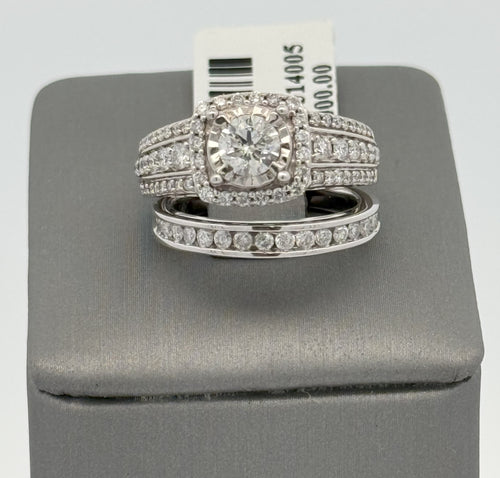 14k White Gold 1.75 CT Diamond Engagement Ring Set, 8.0gm, Size 4.5, S108015