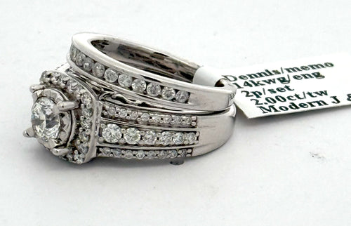 14k White Gold 1.75 CT Diamond Engagement Ring Set, 8.0gm, Size 4.5, S108015