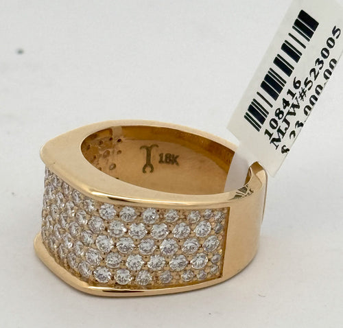 18k Yellow Gold 2.25 CT Diamond Men's Ring, 16.5g, Size 8, S108416