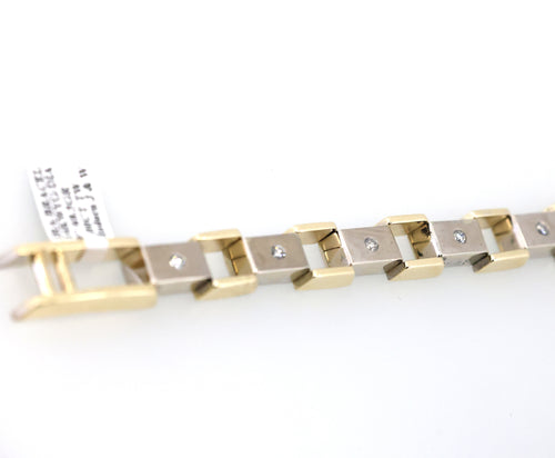 14k  White & Yellow Gold Fancy Men's Bracelet, 68.5gm, 9", S108846