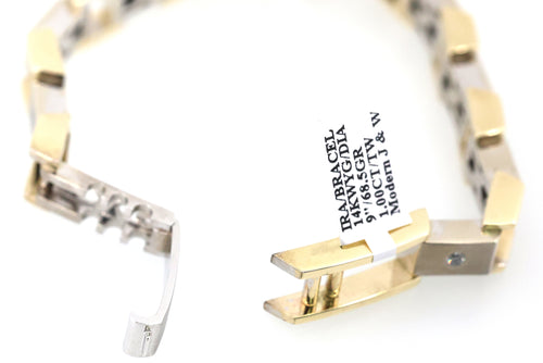 14k  White & Yellow Gold Fancy Men's Bracelet, 68.5gm, 9", S108846