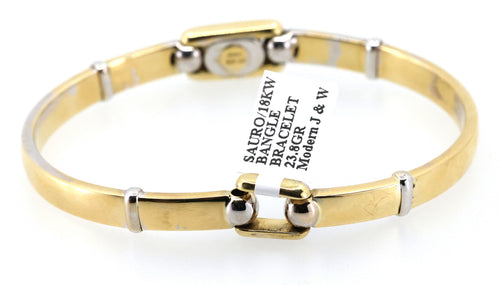 Sauro 18k White & Yellow Gold Bangle Bracelet 23.8g, S108850