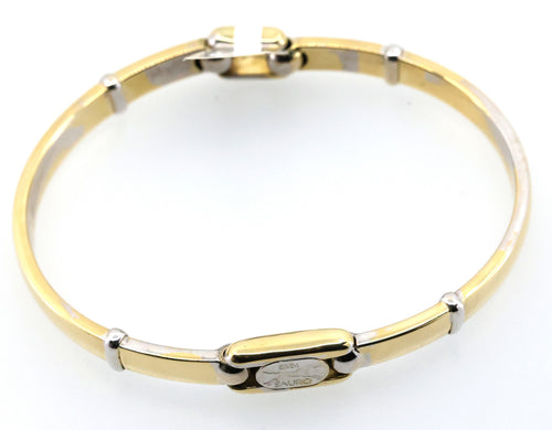 Sauro 18k White & Yellow Gold Bangle Bracelet 23.8g, S108850