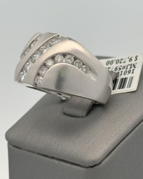 10k White Gold 1.60CT Diamond Men's Wedding Band, 8.8g, Size 10, S16010
