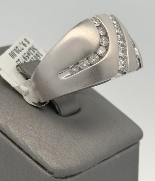 10k White Gold 1.60CT Diamond Men's Wedding Band, 8.8g, Size 10, S16010