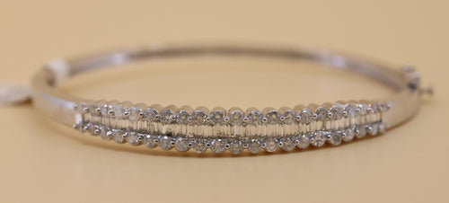 14k  White Gold 1.75CT Diamond Ladies Bangle Bracelet, 13.7gm, S108853