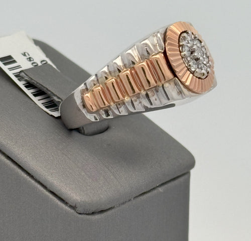 14k Two Tone Gold 0.25 CT Diamond Men's Fancy Band, S104819