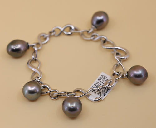 Utopia 18k White Gold Tahitian Pearl Bracelet, 37.9gr, S102561