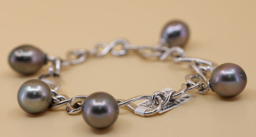 Utopia 18k White Gold Tahitian Pearl Bracelet, 37.9gr, S102561