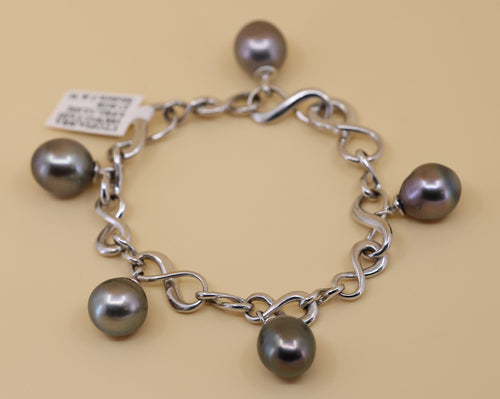 Utopia 18k White Gold Tahitian Pearl Bracelet, 37.9gr, S102561