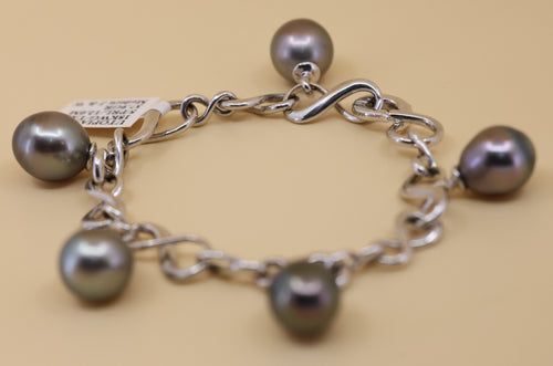 Utopia 18k White Gold Tahitian Pearl Bracelet, 37.9gr, S102561