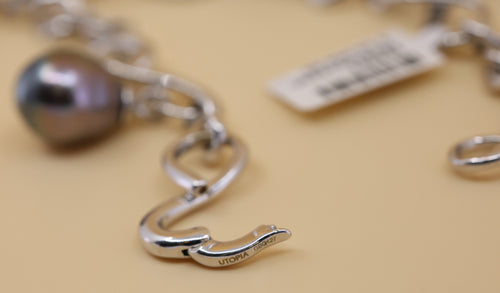 Utopia 18k White Gold Tahitian Pearl Bracelet, 37.9gr, S102561