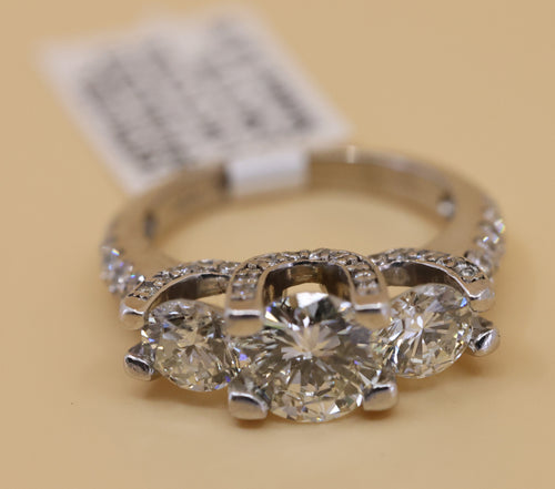 14k White Gold 2.95CT Diamond Engagement Ring, 5.0g, Size 5.5, S108852