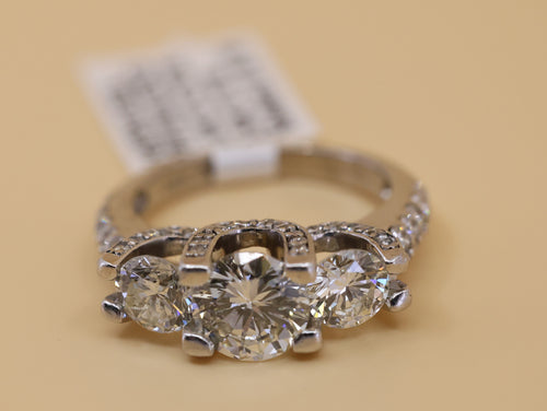 14k White Gold 2.95CT Diamond Engagement Ring, 5.0g, Size 5.5, S108852