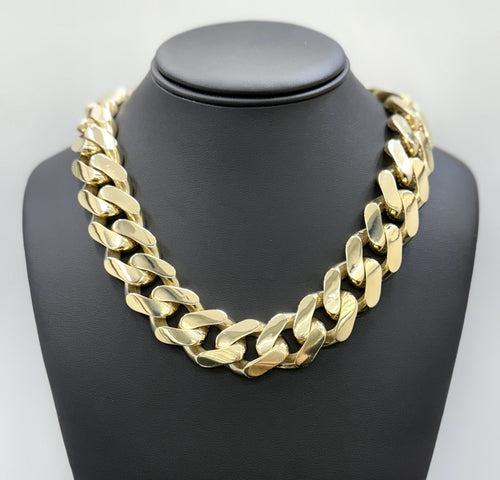 10k Yellow Gold Holl Cuban Link Chain necklace, 20", 82g, S108437