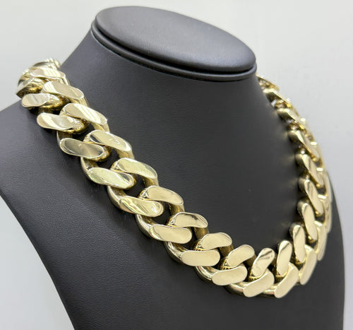 10k Yellow Gold Holl Cuban Link Chain necklace, 20", 82g, S108437