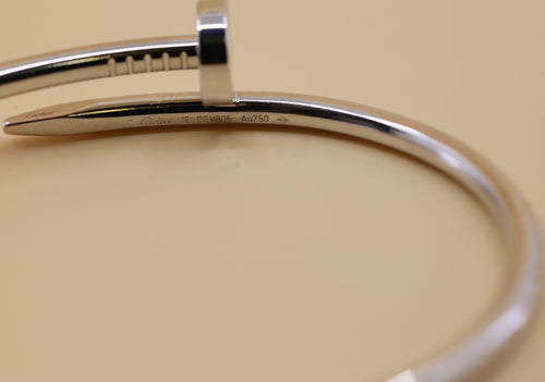 Cartier Juste un Clou Style Bracelet - 18k White Gold, Size 18, S108861