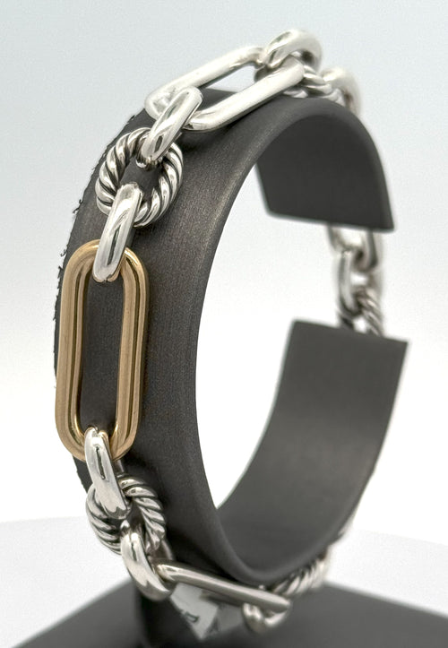 David Yurman Madison Chain/Bracelet silver & 18k Yellow Gold Lady Bracelet, 35,2Gm S108450 (Pre-owned)