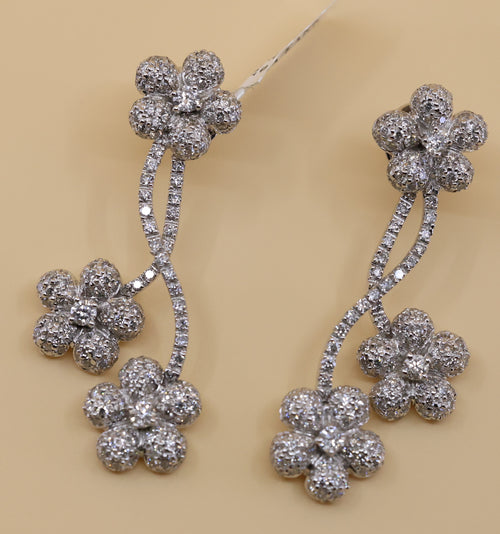14k White Gold Fancy Drop Earrings, 17.7g, S108840