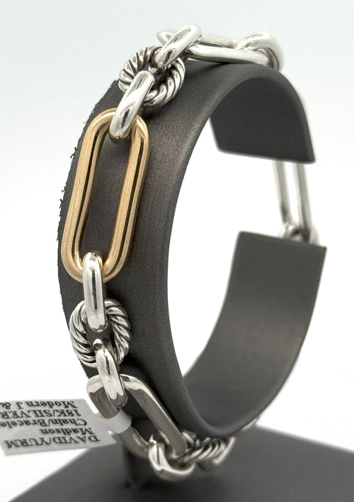 David Yurman Madison Chain/Bracelet silver & 18k Yellow Gold Lady Bracelet, 35,2Gm S108450 (Pre-owned)
