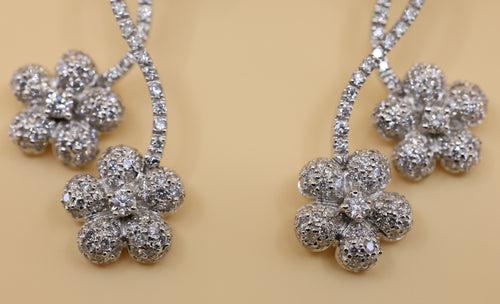 14k White Gold Fancy Drop Earrings, 17.7g, S108840