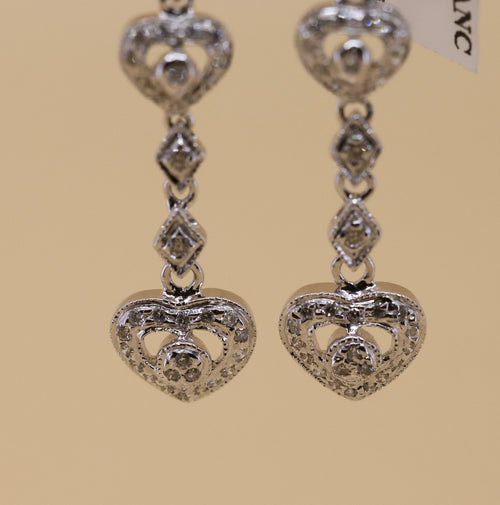 14k White Gold Fancy Drop Earrings, 6.5g, S108843