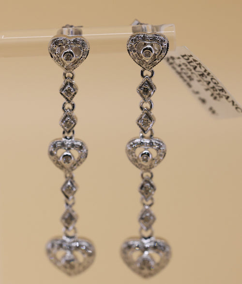 14k White Gold Fancy Drop Earrings, 6.3g, S108845