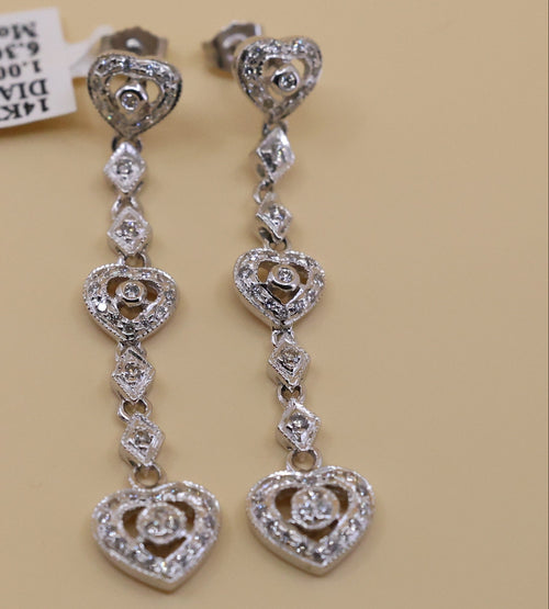 14k White Gold Fancy Drop Earrings, 6.5g, S108843