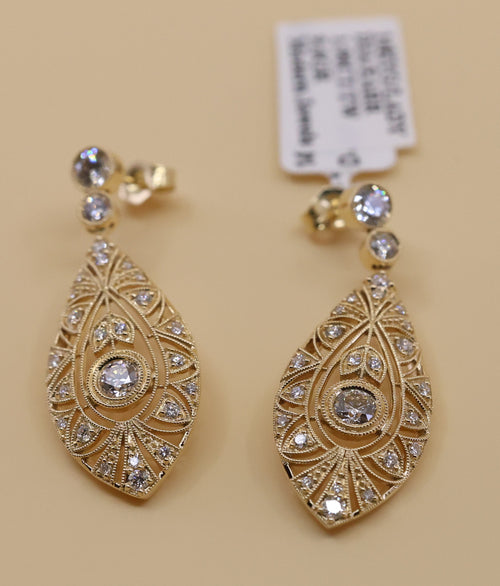 14k Yellow Gold Fancy Drop Earrings, 9.0g, S16825