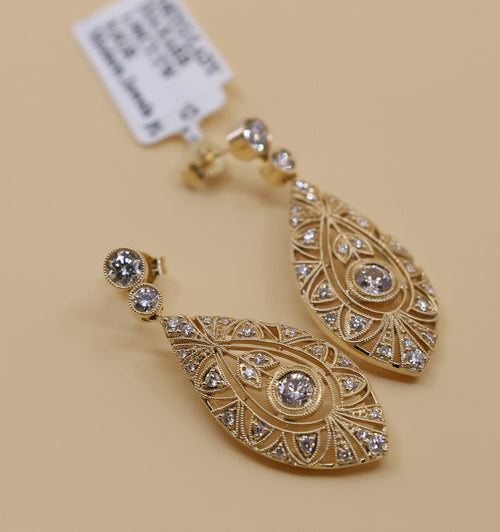 14k Yellow Gold Fancy Drop Earrings, 9.0g, S16825