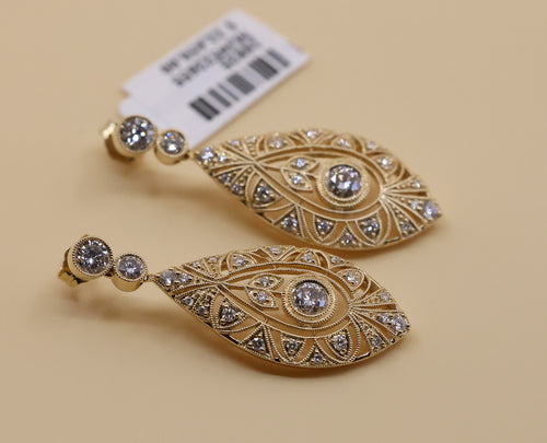 14k Yellow Gold Fancy Drop Earrings, 9.0g, S16825