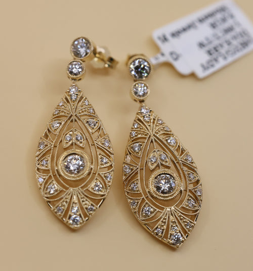 14k Yellow Gold Fancy Drop Earrings, 9.0g, S16825
