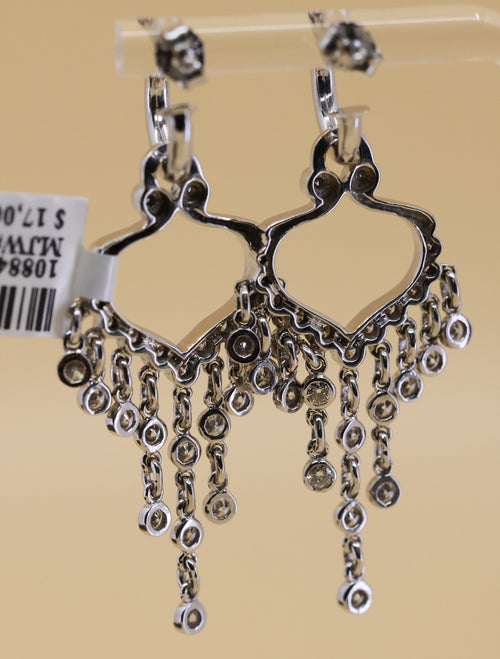 14k White Gold Fancy Drop Earrings, 12.1g, S108841