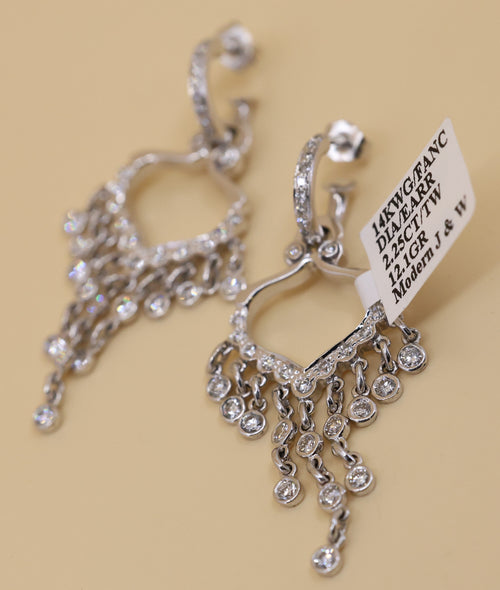 14k White Gold Fancy Drop Earrings, 12.1g, S108841