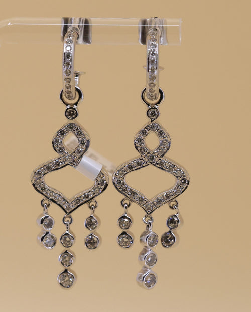 14k White Gold Fancy Drop Earrings, 9.7g, S108842