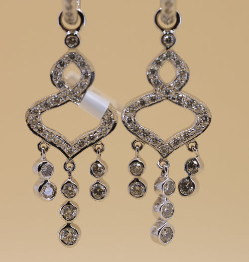 14k White Gold Fancy Drop Earrings, 9.7g, S108842