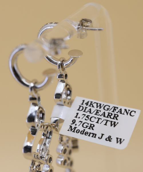14k White Gold Fancy Drop Earrings, 9.7g, S108842
