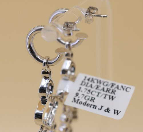 14k White Gold Fancy Drop Earrings, 9.7g, S108842