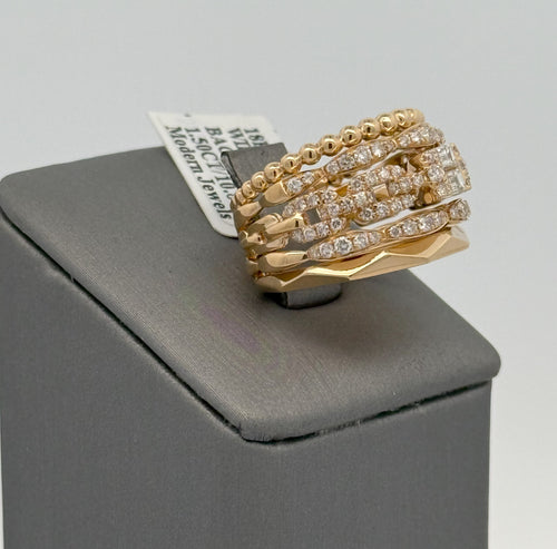 18k Yellow Gold 1.50CT Baguette & Round Diamond Ring, 10.8gm, size 6.5, S16589