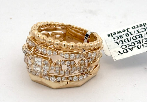 18k Yellow Gold 1.50CT Baguette & Round Diamond Ring, 10.8gm, size 6.5, S16589