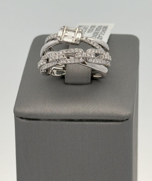 18k White Gold 1.25CT Baguette & Round Diamond Ring, 7.5gm, size 6.5 S16588