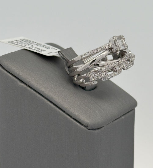 18k White Gold 1.25CT Baguette & Round Diamond Ring, 7.5gm, size 6.5 S16588