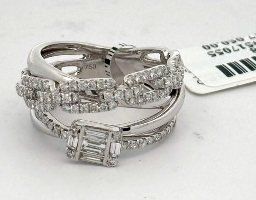 18k White Gold 1.25CT Baguette & Round Diamond Ring, 7.5gm, size 6.5 S16588